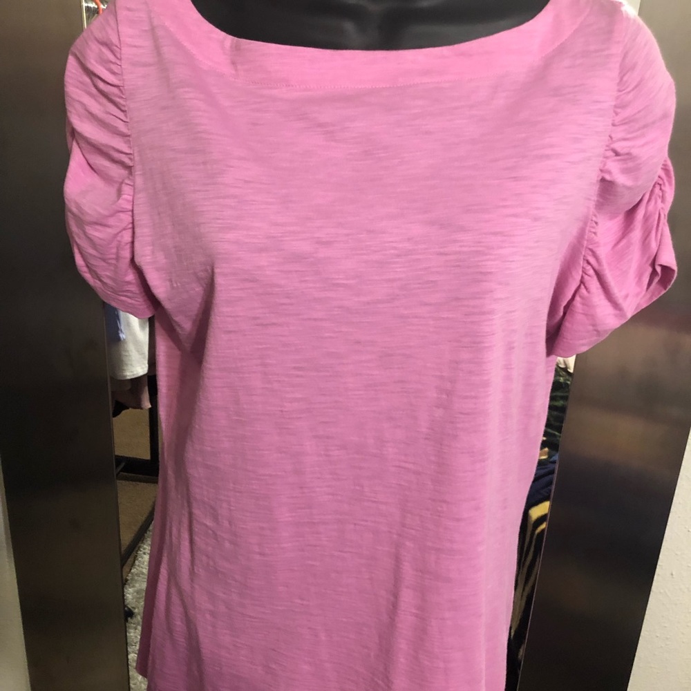Lilly Pulitzer pink ruffle blouse
